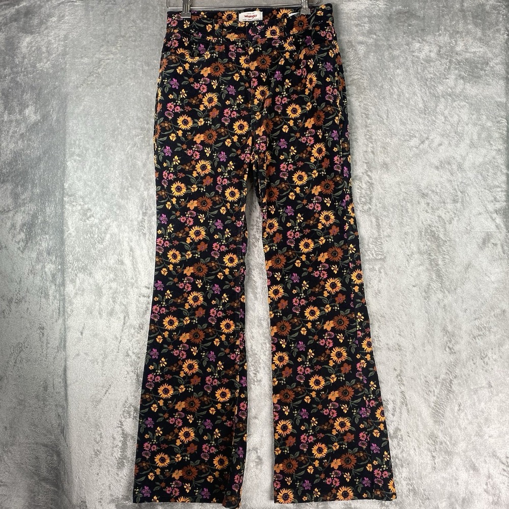 Wrangler Pants Womens Size 10x32 Floral High Rise Fierce Flare Corduroy Hippie